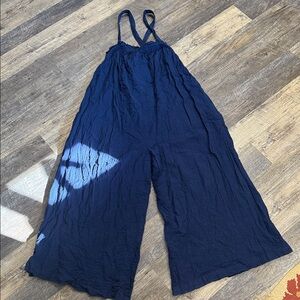 Anthropologie Indigo Textured Wide Leg Flowy Jumpsuit